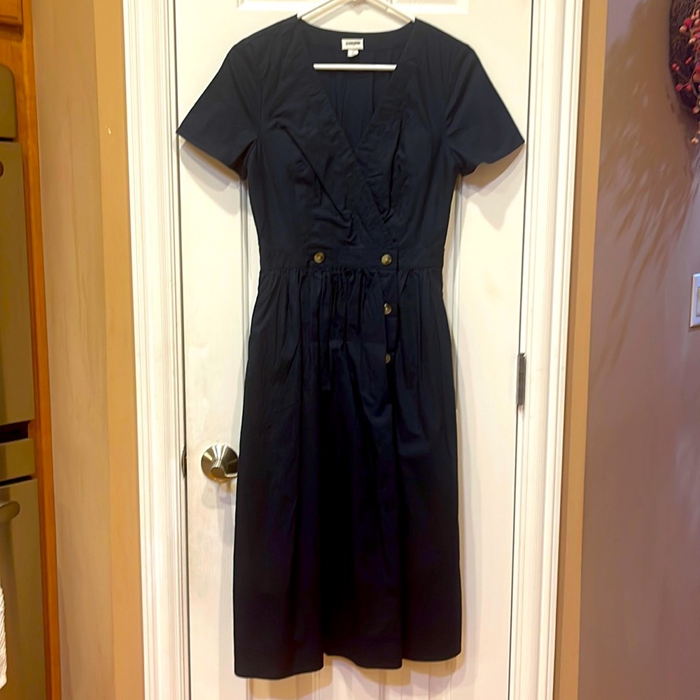 J. Crew Navy Short-Sleeve Midi Dress